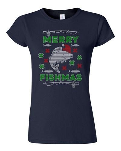 Junior Merry Fishmas Fish Santa Hook Fishing Hat Ugly Christmas DT T-Shirt Tee Unisex T-Shirt