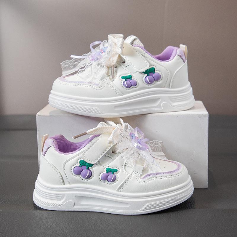 Children's sneakers, girls' shoes, spring collection, new styles, trendy white sneakers for girls, big kids' leather shoes with soft soles