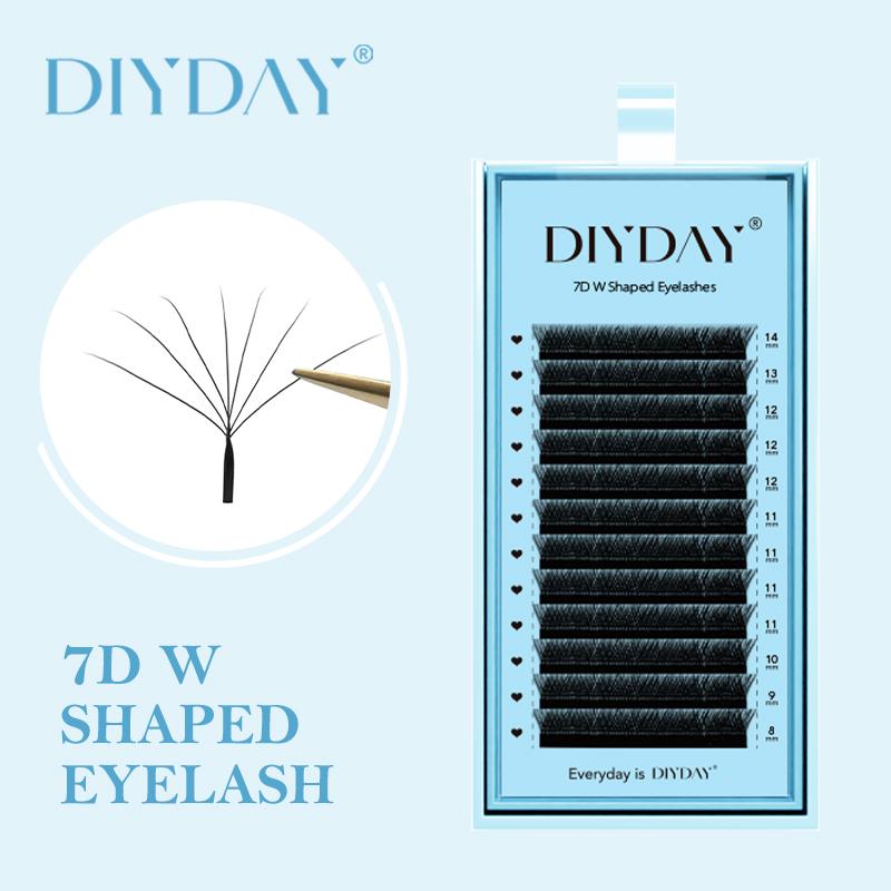 DIYDAY Factory Price 7D W Fan PBT Eyelash Extensions. OEM Service Premade Pestaas