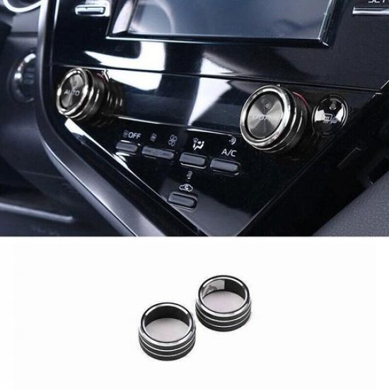 Black Alloy For Toyota Camry 2018- Cover Trim AC Switch Knob Center Console