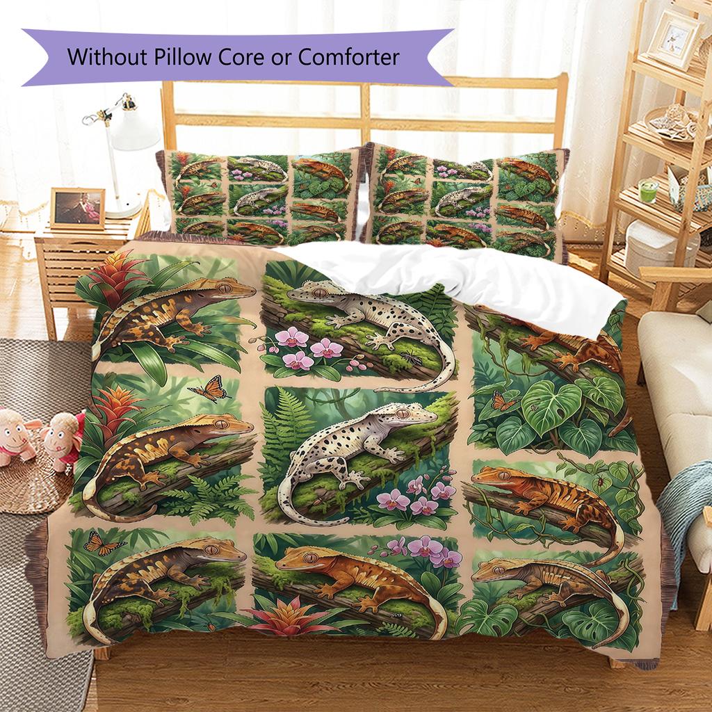 Retro Oil Painting Animals Pattern Bedding,Quilt Set Quilt Cover Pillowcase Home Birthday Gift (1 * duvet cover + 2 * pillowcase, without core)