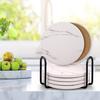 6 Pcs Absorbent Coasters Ceramic Drink Coasters with Holder 4 Inch Round Coasters for Drinks Cup Coaster for Home Decor Protect Furniture from