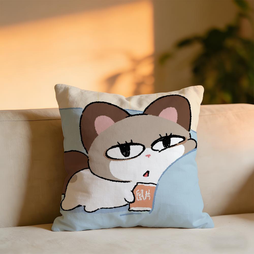 Cute Cat And Dog Cushion Cover Cozy Velvet Throw PillowSoft Warm Cushion For Sofa  Bed