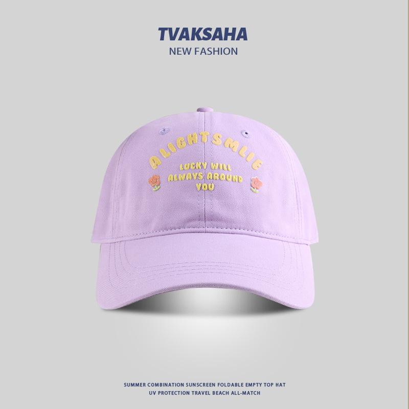 Цветочная надпись бейсболка для девочки милая, подчеркивающая лицо, летняя защита от солнца, шляпа от солнца, парная, студенческая, повседневная бейсболка