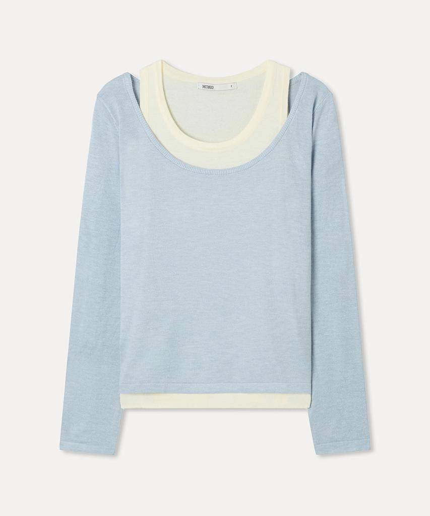 MIXXO Two-Tone Layered Knit_Miwkag55Ss