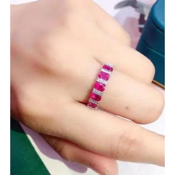 Кольцо Темперамент Рубин Роскошный Белый Циркон для Женщин Модная Бижутерия Вечеринка Подарок на День Рождения