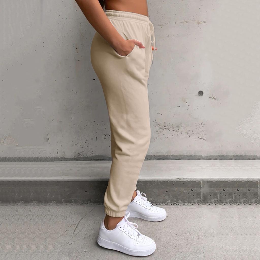 Женские повседневные спортивные брюки для бега с эластичной лентой на шнурке и карманами