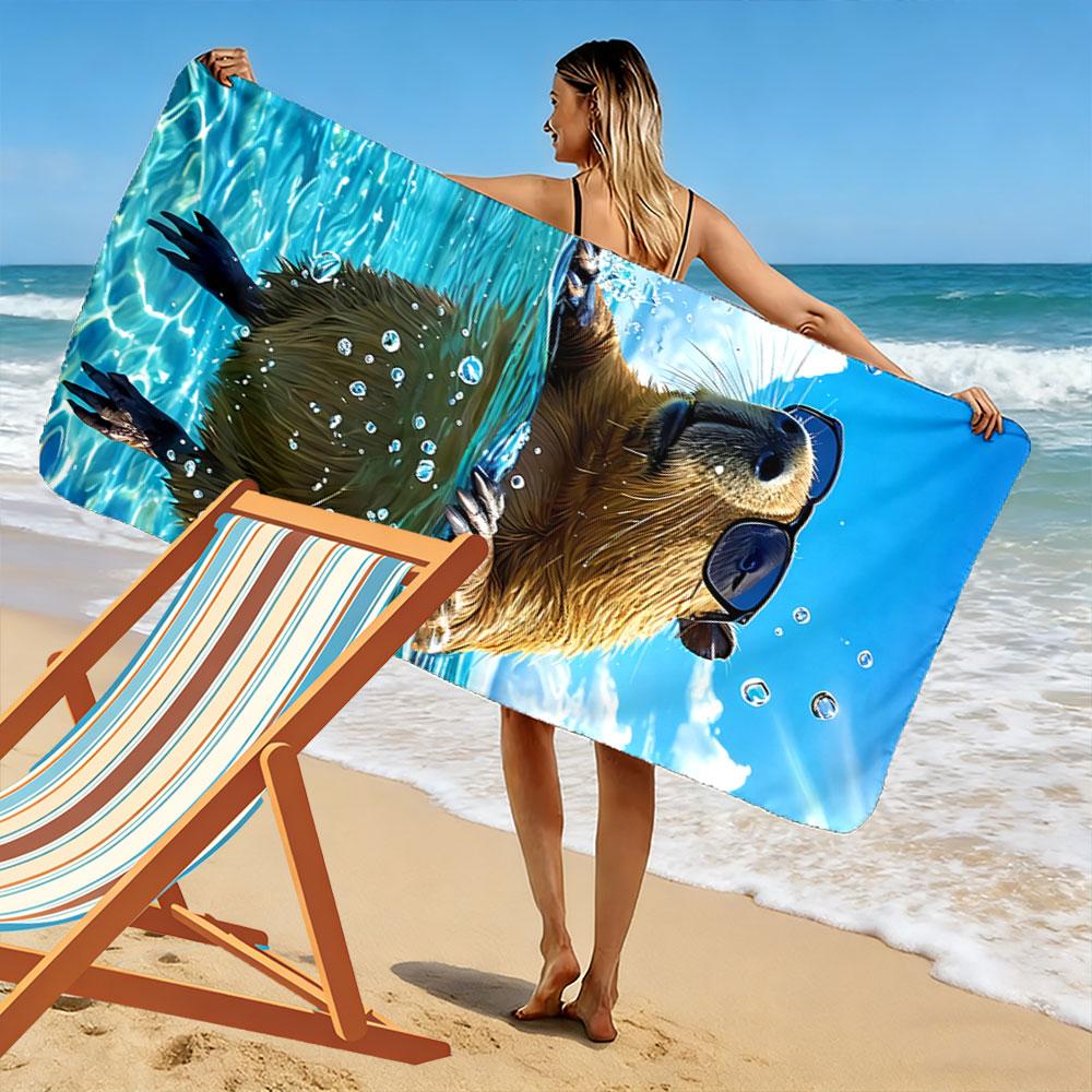 Cool Beaver in Sunglasses Beach Towel Quick-drying for Travel Outdoor Sports Jogging Beach and Swimming