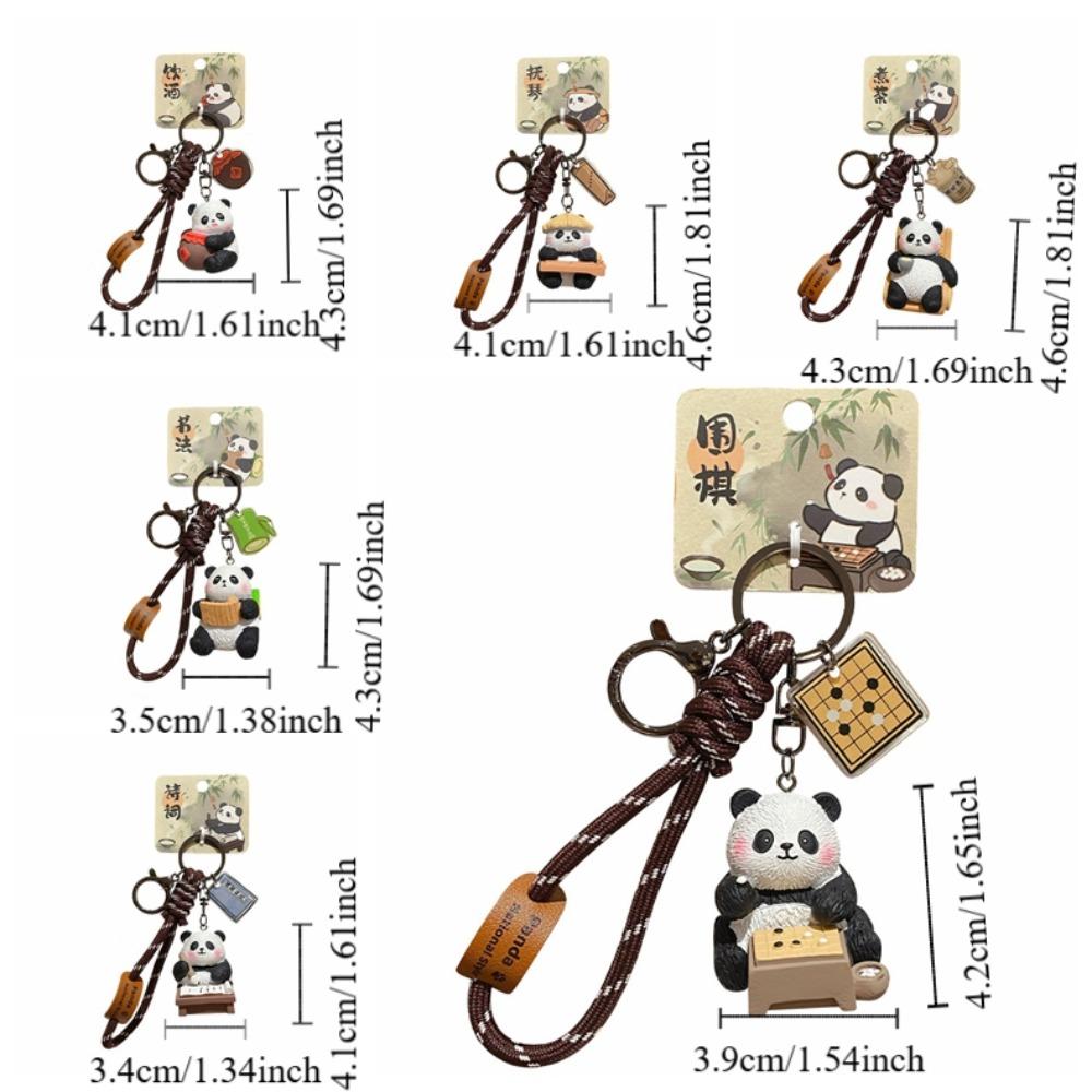 Creative Cartoon Panda Keychain Kawaii Bag Hanging Panda Pendant Ornaments Chinese Style Car Key Ring Gifts