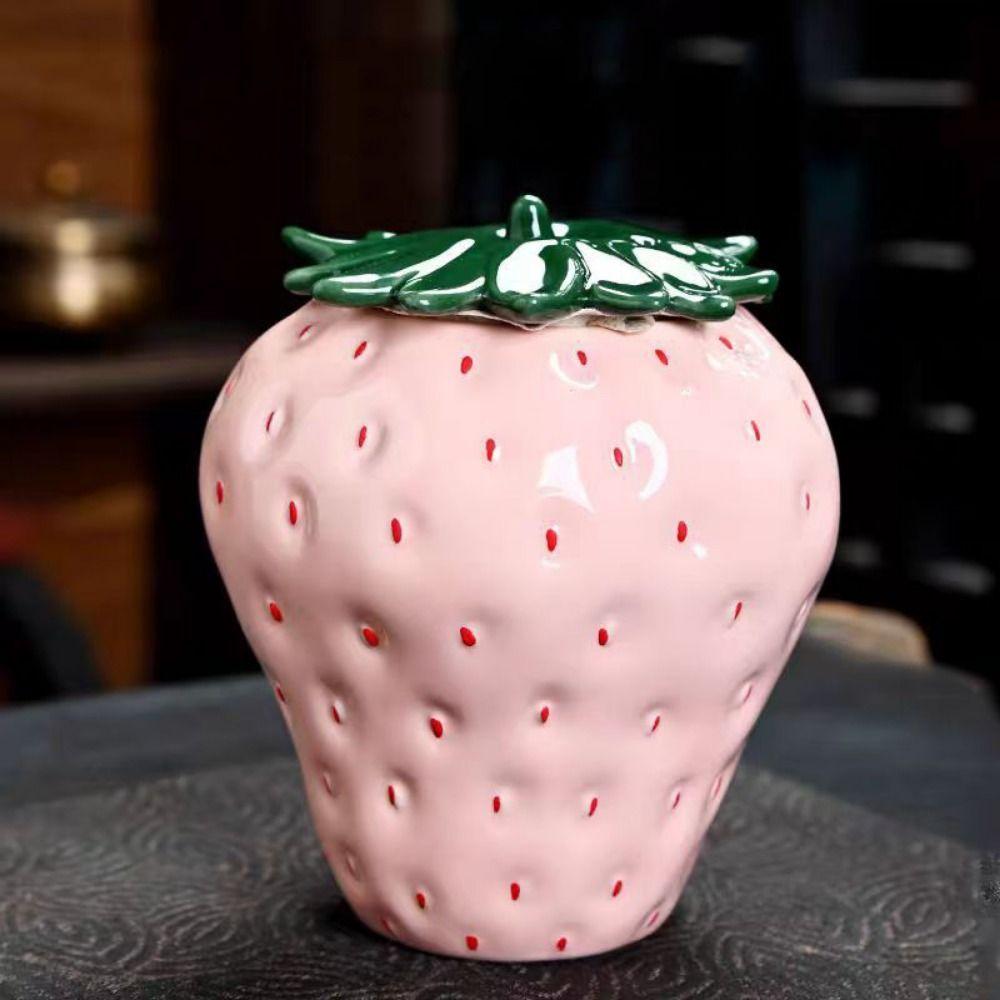 Strawberry Shaped Ceramic Tea Caddies Creative Coffee Container Tea Jar home Ornaments