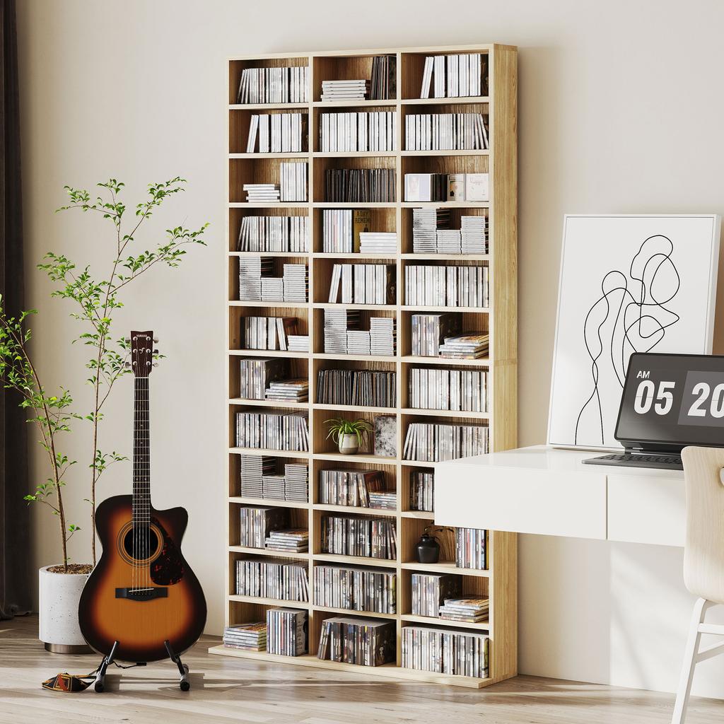 CD Storage Unit with Adjustable Shelves, 102 x 195 cm, Oak Tone