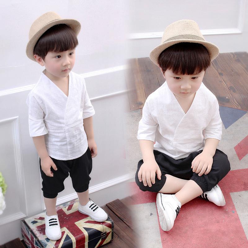 Classic Animal Baby Short Sleeved Set, Boys and Girls Short Sleeved T-shirt Set, Cartoon Bear Collar T-shirt Set