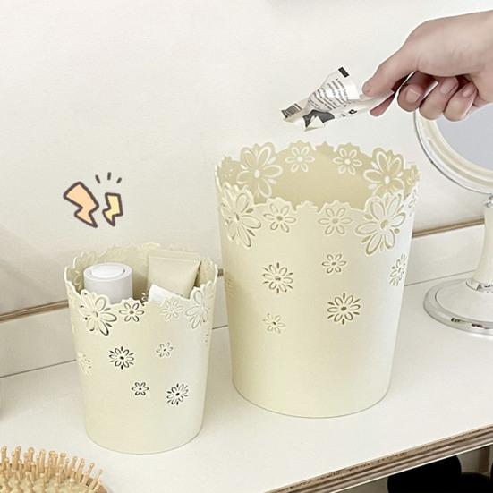 Туалетный столик Цветочная корзина для мусора Ажурные цветочные узоры Мусорное ведро Маленькое настольное мусорное ведро для ванной комнаты офиса спальни домашнего декора