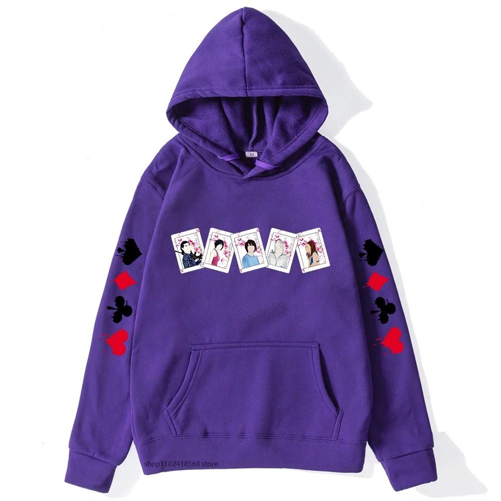 Толстовки Алиса в Пограничье для мужчин женщин Персонажи Карты Осень Зима Флис Уличная одежда