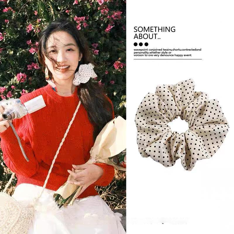 New Scrunchies Polka Dot Large Size Hair Ties Elastic Hair Band Sweet Vintage Hair Rope Women Hair Accessories
