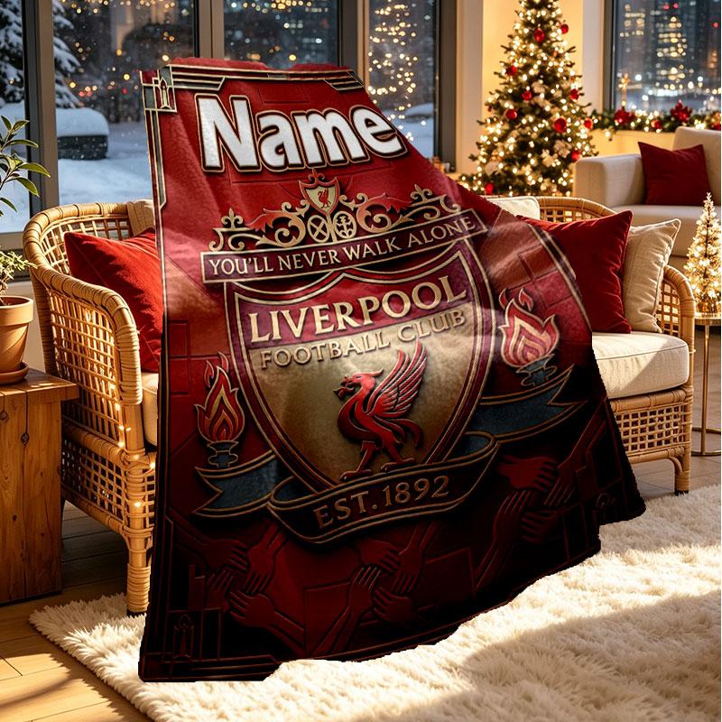 Custom Name Personalized Liverpool FC Print Blanket, Home Decor, Bedroom, Sofa, Camping, Couch, Gifts for Birthday Christmas