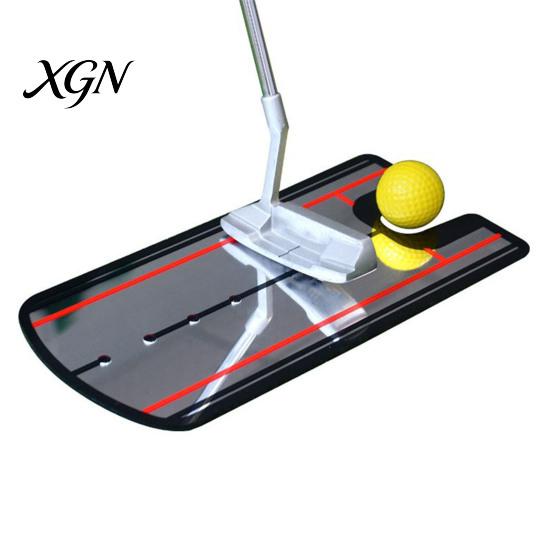 Portable Putting Practice Mirror Golf Mirror, Alignment Training Aid with Putter Line, Ball & Accuracy Trainer Tool for Indoor Outdoor Beginner