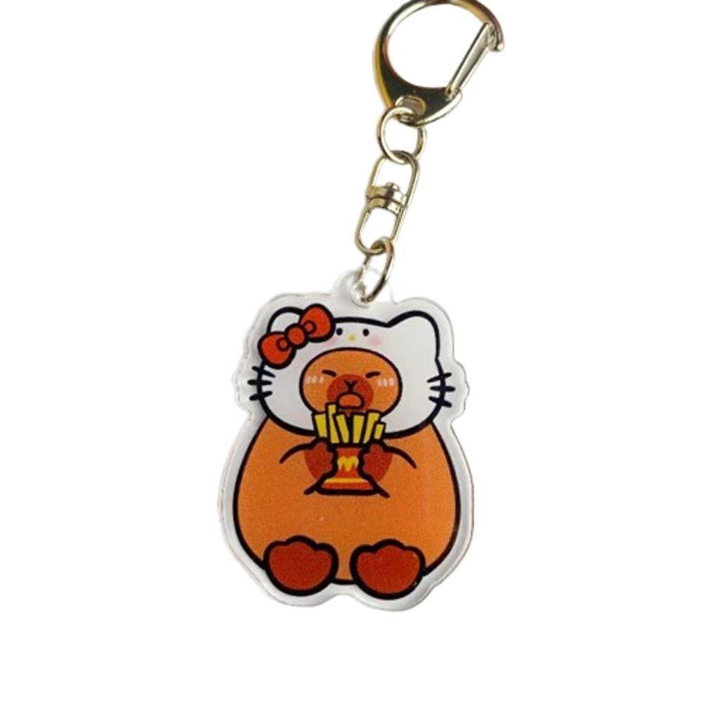 Cartoon Capybara Cartoon Capybaras Keyring Acrylic Kapibala Keyrings  Hanging Accessory