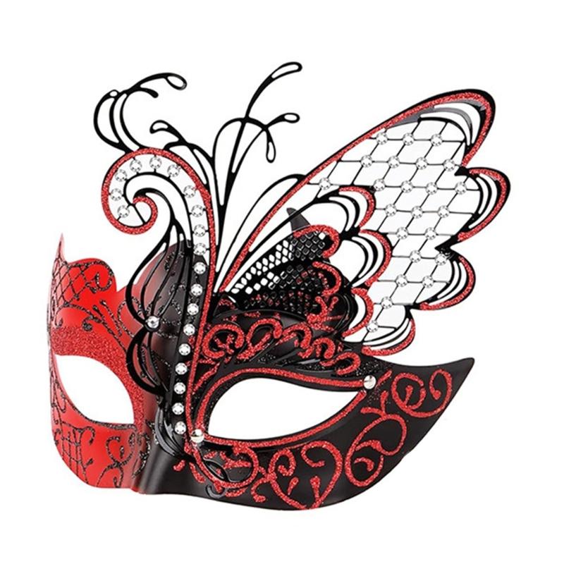 2Pcs Masquerade Mask for Men Women, Glitter Butterfly Eyemask Masquerade Half Face Cover Masquerade Costume Decoration