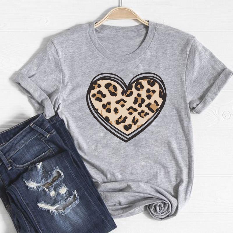 Стильная леопардовая милая одежда, повседневная футболка с коротким рукавом в стиле 90-х, милый стиль, женская футболка с принтом, модная футболка