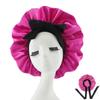 Silk Satin Sleep Cap with Ribbon Bow for Women - Elastic Wide Brim Bath Headscarf Hat for Hair Care