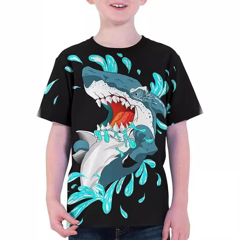 Летняя забавная детская футболка с короткими рукавами, повседневные детские футболки с 3D принтом животных, одежда, футболка для мальчиков и девочек