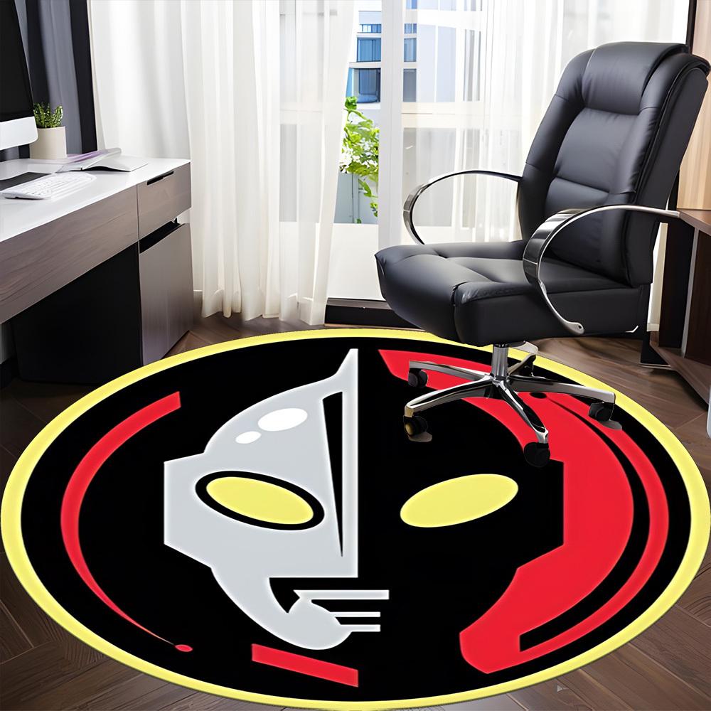1pc Ultraman Chair Carpet for Office Non Slip, Machine Washable Rug for Office, Room Holiday Decor for Christmas, Birthday Polyester