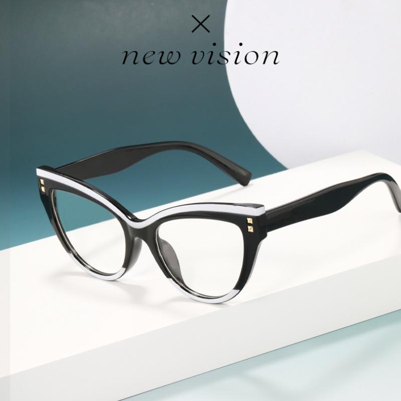 Retro Fashion Anti-blue Light Cat Eye Reading Glasses Unisex Trendy Oversized Presbyopic Eyeglasses