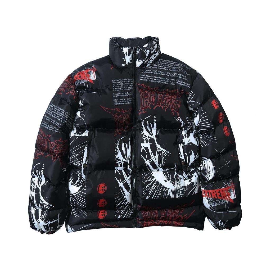 Qihong Streetwear Anime Retro Men's Cotton Zipper Jacket