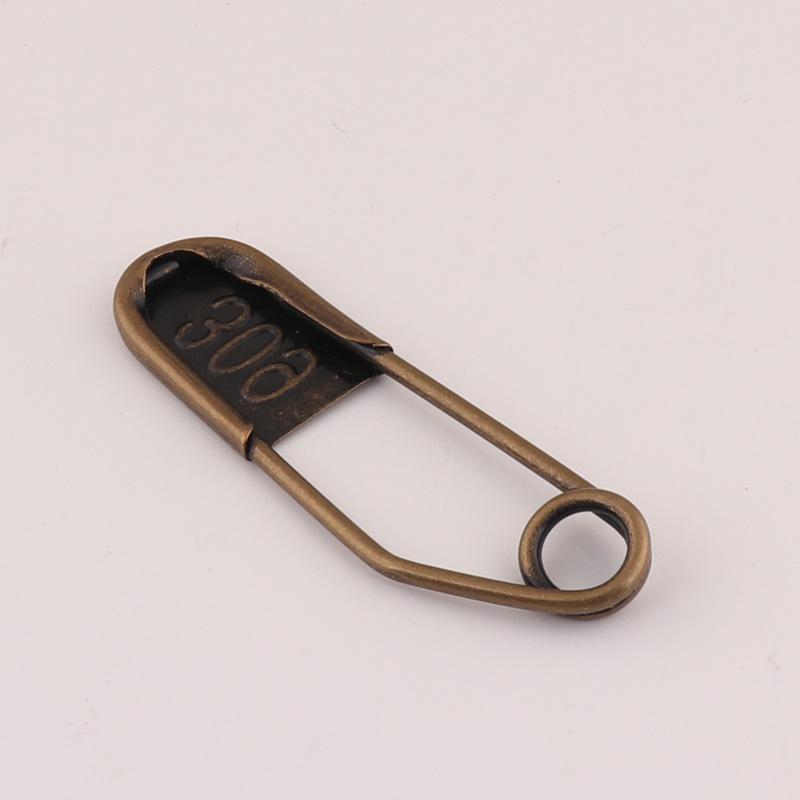 Antique Bronze Electroplated Safety Pin Brooch for Clothing, Bags, and Leather Goods