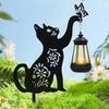 Garden Solar Light Solar-Powered Metal Cat Shape Light with Stakes Easy Installation Outdoor Rustproof Decorative Light for Garden Lawn Yard