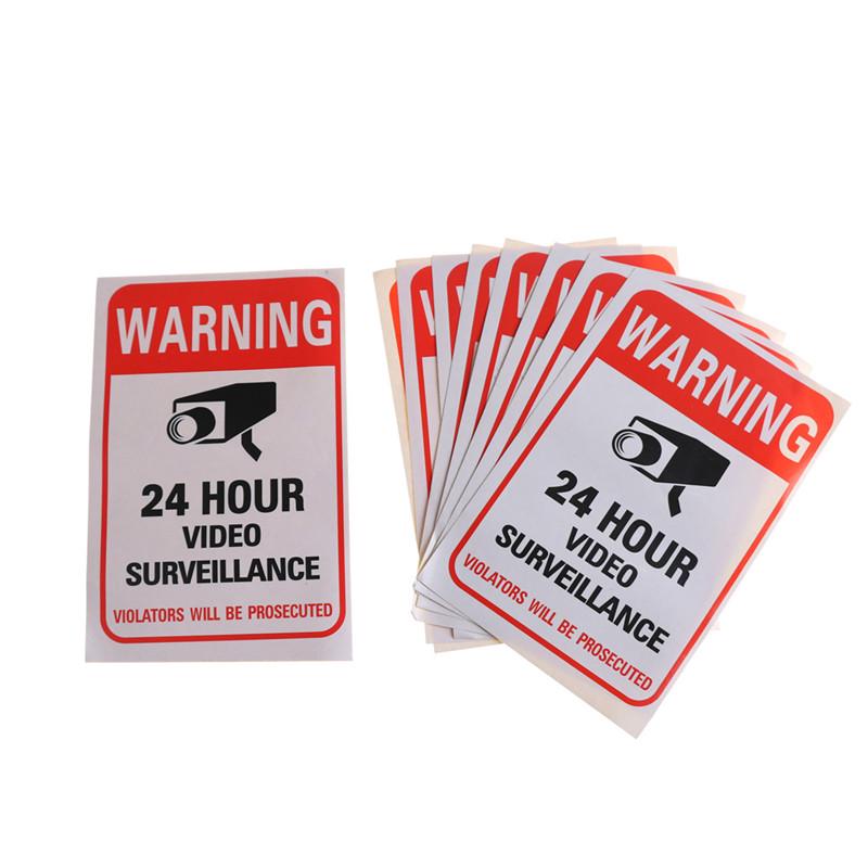 10Pcs Home Cctv Surveillance Security Camera Video Sticker Warning Decal Signs