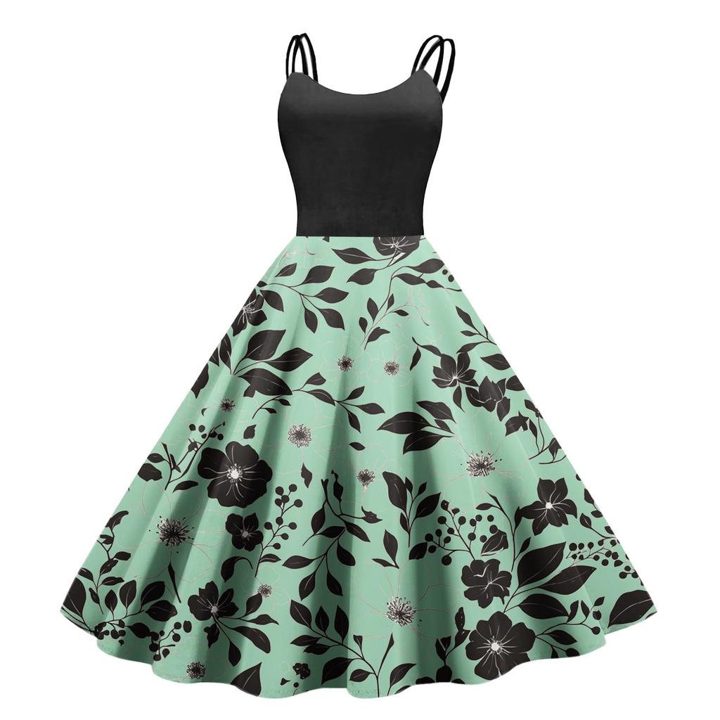 Women's Casual Fashion Print Sexy Off Shoulder Punk Retro Dress Retro Dress Dress