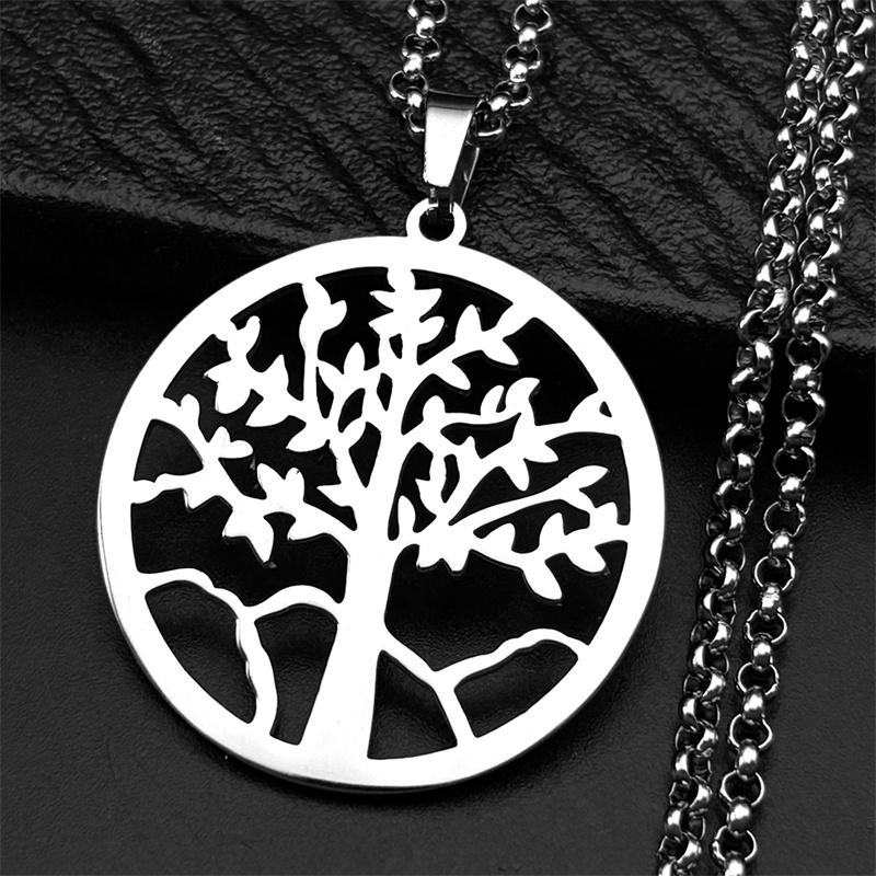 Древо Жизни Нержавеющая Сталь Длинное Ожерелье для Мужчин Черный Цвет Ожерелья & Кулоны Украшения cadenas para hombre N834S03