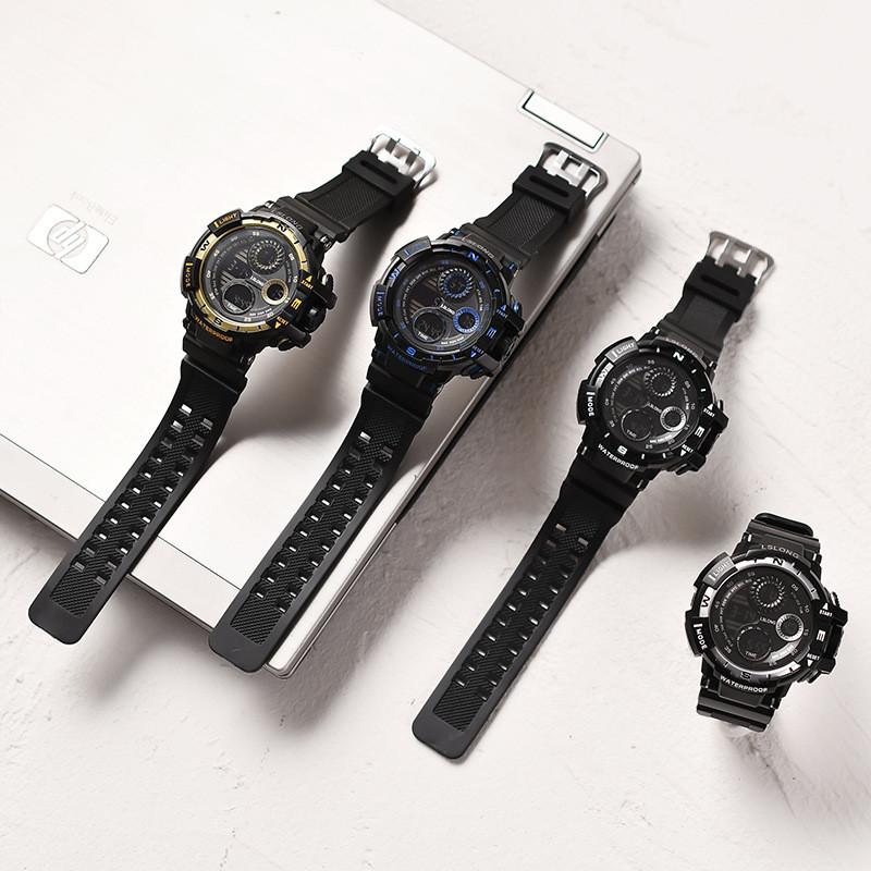 Silicone Strap Led Sports Watch With Night Light And 50m Water Resistance For Men And Students