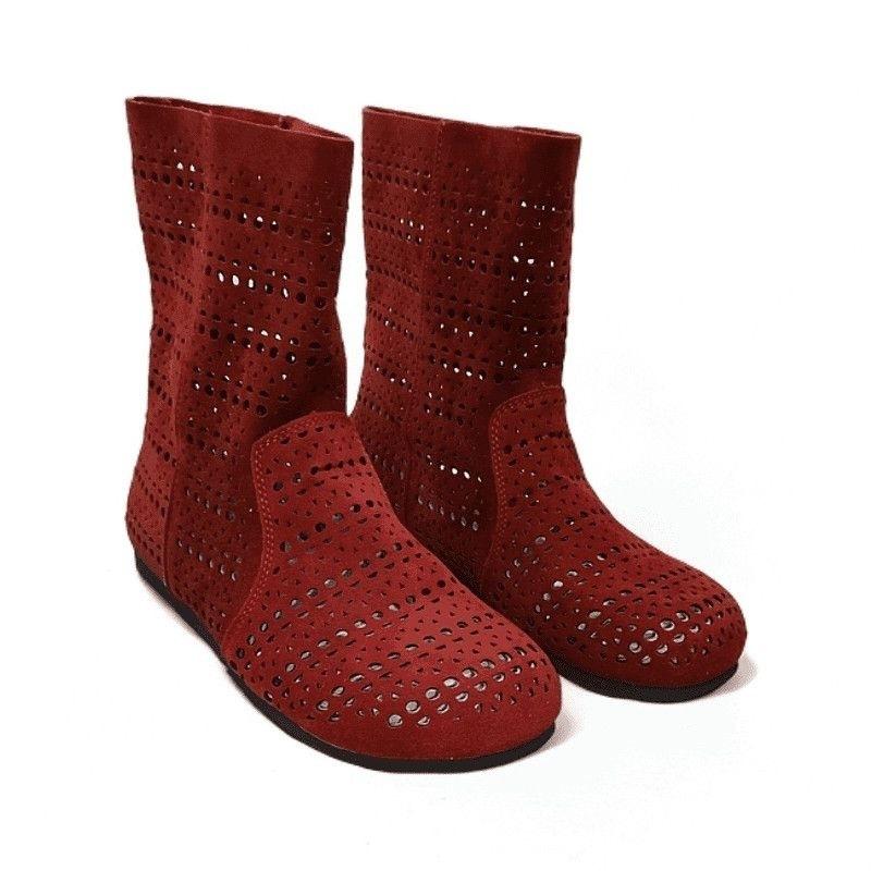 British Style Versatile Maillard Retro Hollow Boots Summer New Boots Breathable Flat Bottom Hole Foreign Air Cool Boots