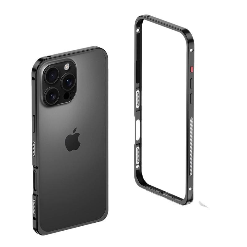 Ультратонкий Легкий Металлический Чехол для iPhone 16/15 Pro с Дизайном Пряжки в Виде Морского Конька и Теплоотводом