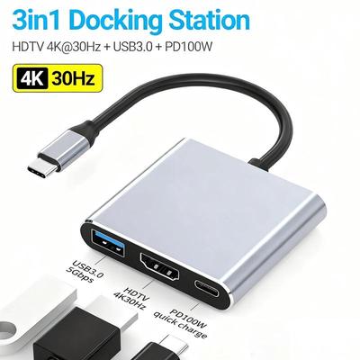 Хаб USB Type-c 3 в 1 Разветвитель USB C на HDMI-совместимый ХАБ Type-c на HDMI-совместимый USB3.0 Док-станция Для конвертера Macbook Air