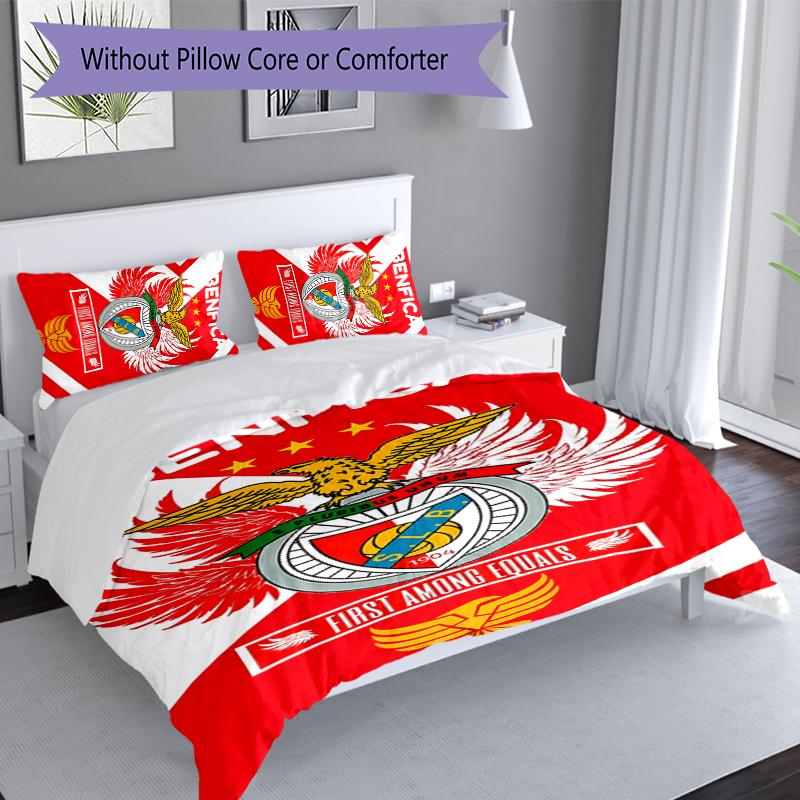 3pcs Sport Lisboa e Benfica Duvet Cover Set, Includes 1 Duvet Cover and 2 Pillowcases,Skin-Friendly&Comfortable Fabric,Suitable Bedding Sets