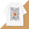 Sunburst Винтажная футболка Унисекс ЖЕНСКАЯ Оверсайз Футболка Графические футболки с солнцем Хлопок Короткий рукав Круглый вырез Футболка Уличная одежда