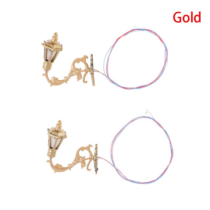 2Pcs 1/12 Dollhouse Wall Lamp Model Garden Yard Chandelier Sand Table Led Light