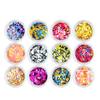12 Boxes Mixed Color Round Nail Sequins Flakes Nail Art Decoraton