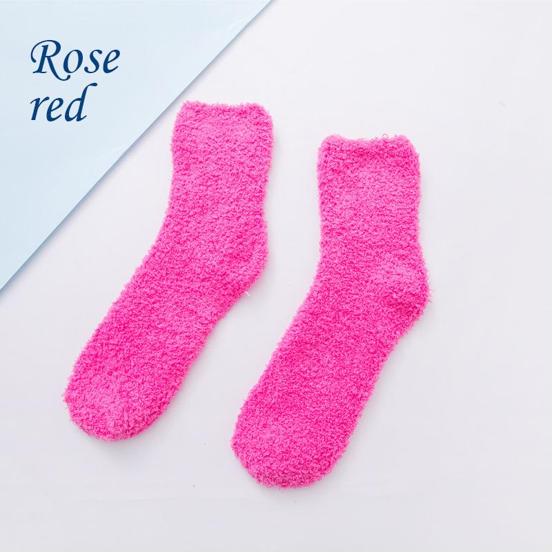 Носки ярких цветов, теплые носки, плюшевые носки, женские носки до середины икры из кораллового флиса, женские носки