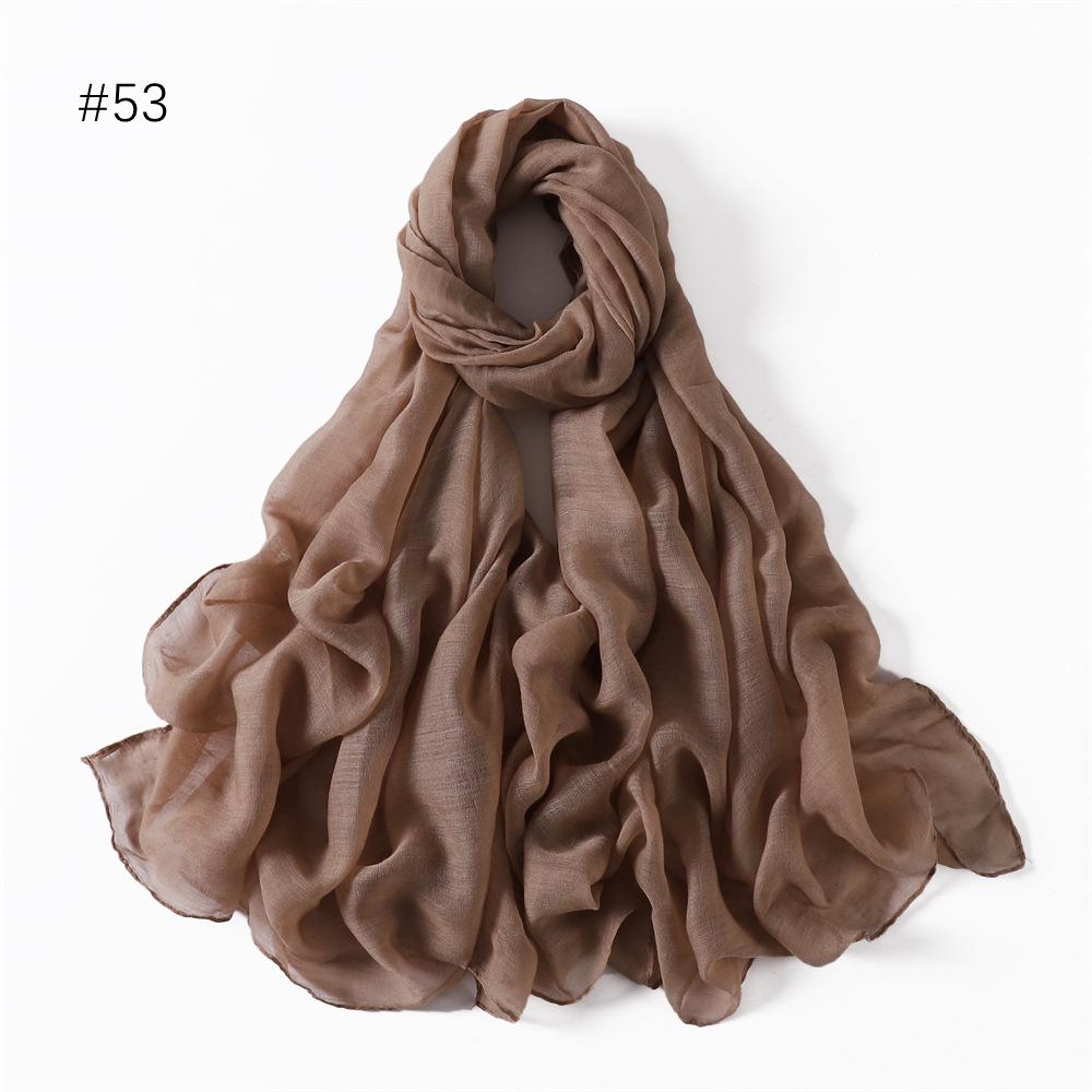 Women's Classic Bali Yarn Cotton-Linen Scarf: Breathable, Thin, Soft, Silk-Like, Solid Color.