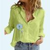 Women Fashion Floral Print Blouse Female Lapel Collar Cotton Linen Top Casual Loose Buttoned Long Sleeve T-shirt