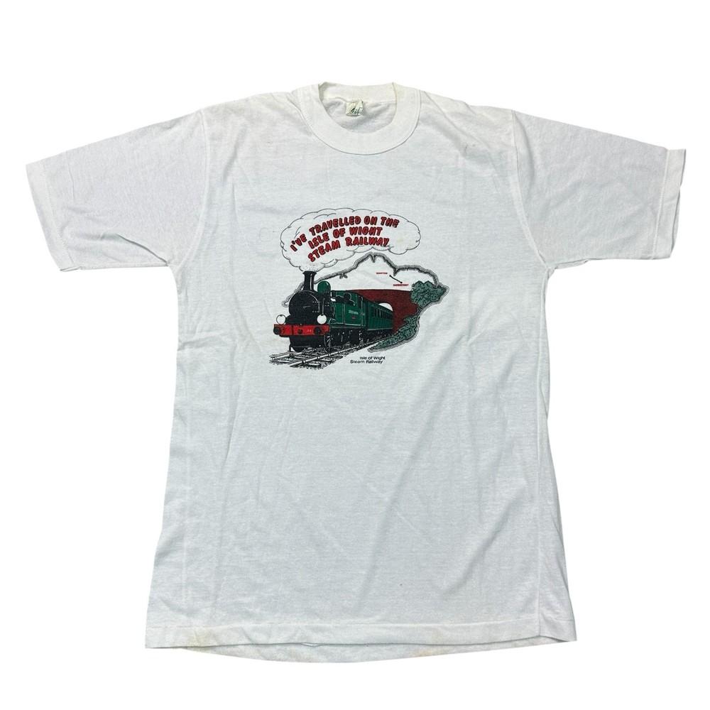 Vintage T-shirt Graphic Print Isle Of Wright USA White Mens