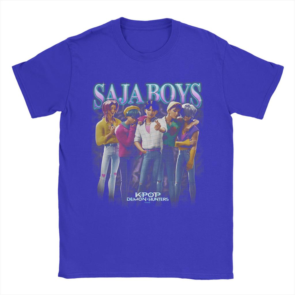 Saja Boys Футболка с принтом K-pop Охотники на демонов Пляжная модная футболка Взрослая хлопковая с круглым вырезом Одежда оверсайз Уличная одежда Футболка