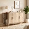 Living Room Sideboard, Oval, 4 Doors, 2 Adjustable Shelves, 147 x 40 x 76 cm, Oak