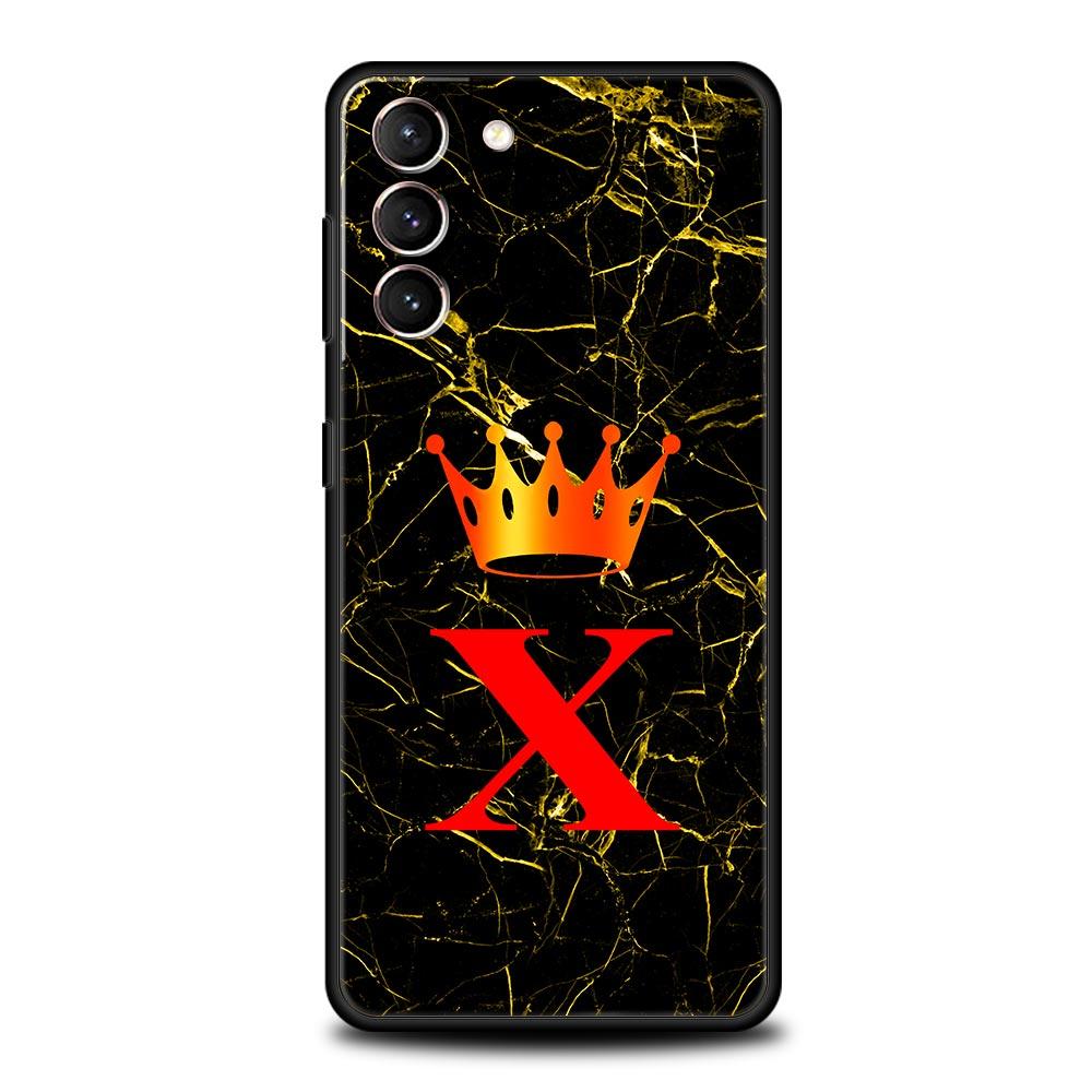 Marble Letter Phone Case For Samsung Galaxy S26 Ultra S25 Plus S24 FE S23 S22 5G S21 S20 Cover Black Soft