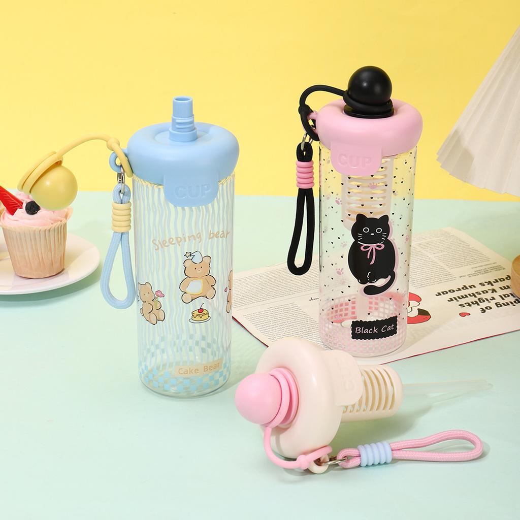 Water bottle fashion float straw cup large capacity tea separation plastic cup men and women travel portable accompanying cup